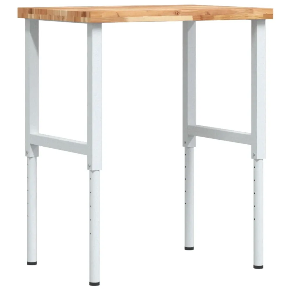 vidaXL tömör bükkfa négyszög alakú munkapad 80 x 60 x (73-99,5) cm
