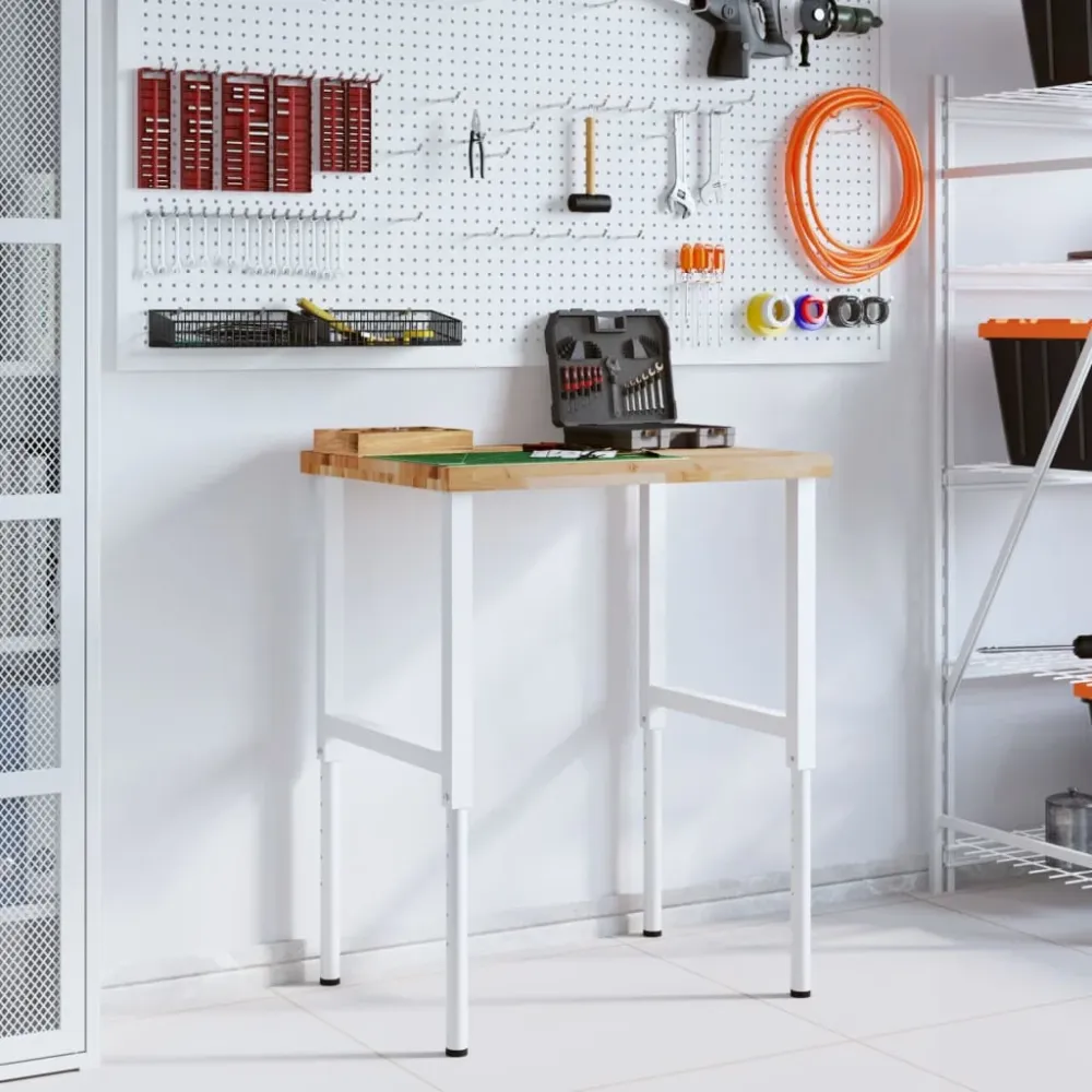 vidaXL tömör bükkfa négyszög alakú munkapad 80 x 60 x (73-99,5) cm