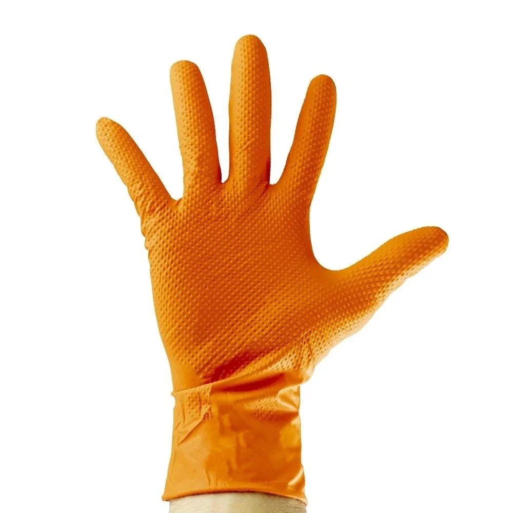 Nitril kesztyűk készlet JBM gyémánt textúra, narancssárga, XL, 90 db
