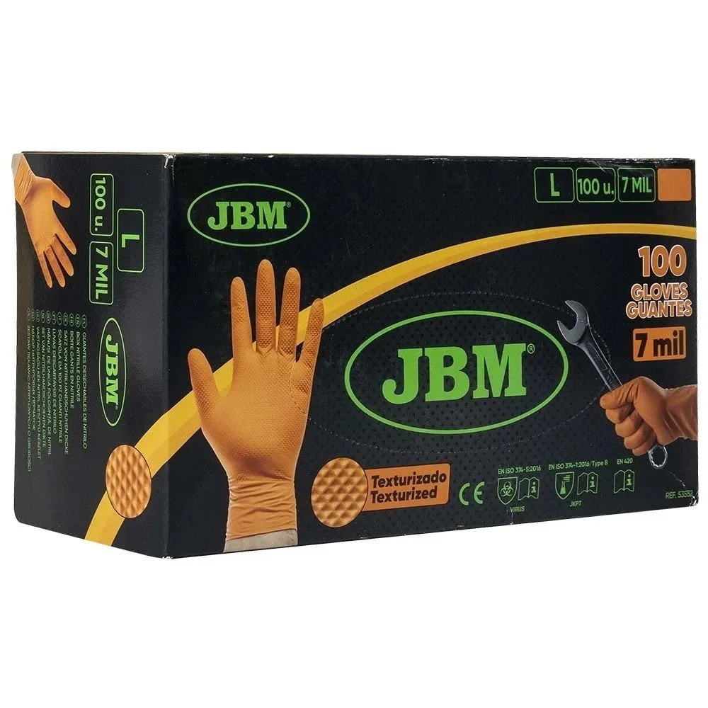 Nitril Kesztyűk Készlet JBM, Narancssárga, Nagy, 100 db