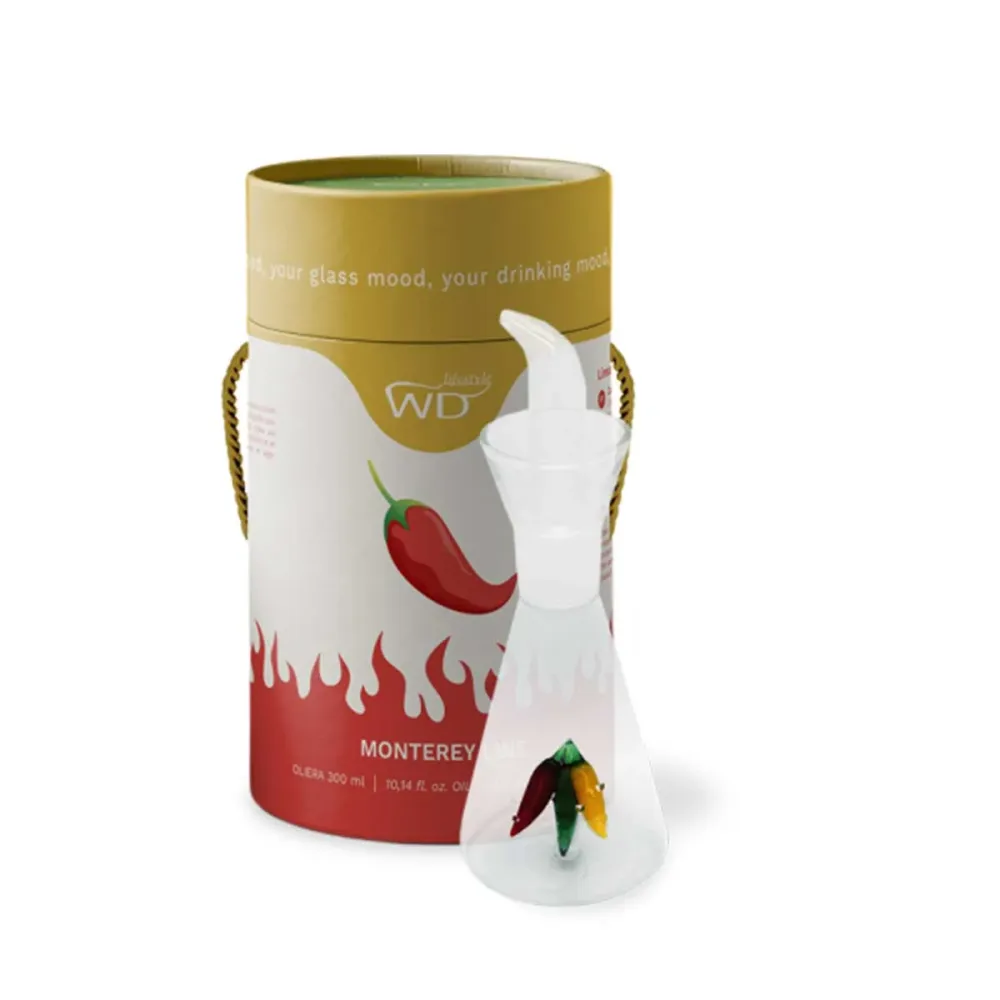 Boroszilikát üveg olajkiöntő 250 ml paprika dekorral