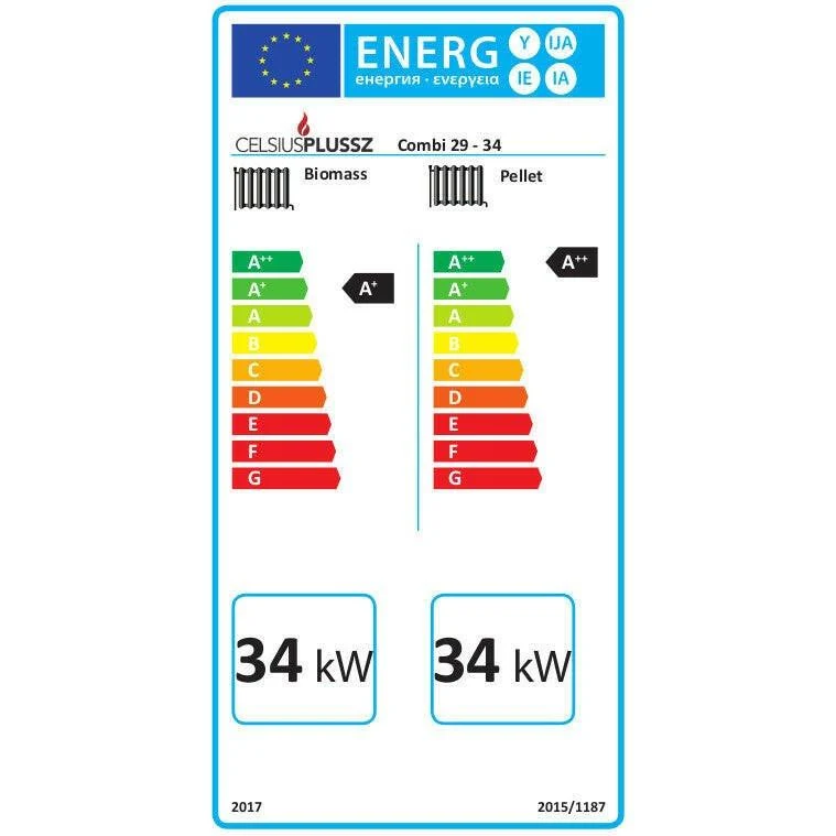 Celsius KAZÁN Combi 29-34 pellet készlettel 34 kW