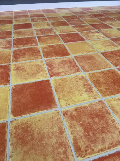 Narancs csempe mintás tekercses vinyl padló 200 cm-es