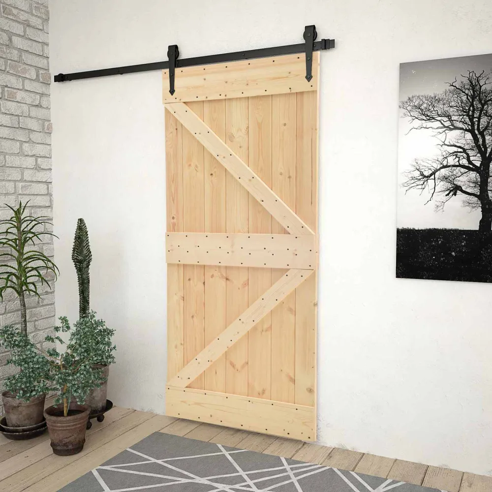 vidaXL Ajtó NARVIK Természetes 90 x 210 cm Szilárd Fenyőfa