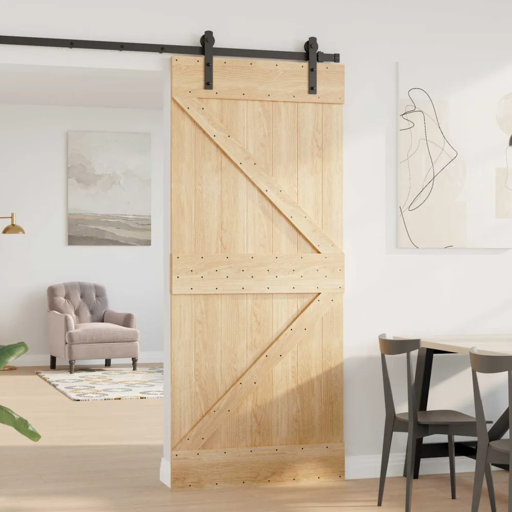 vidaXL Ajtó NARVIK Természetes 90 x 210 cm Szilárd Fenyőfa