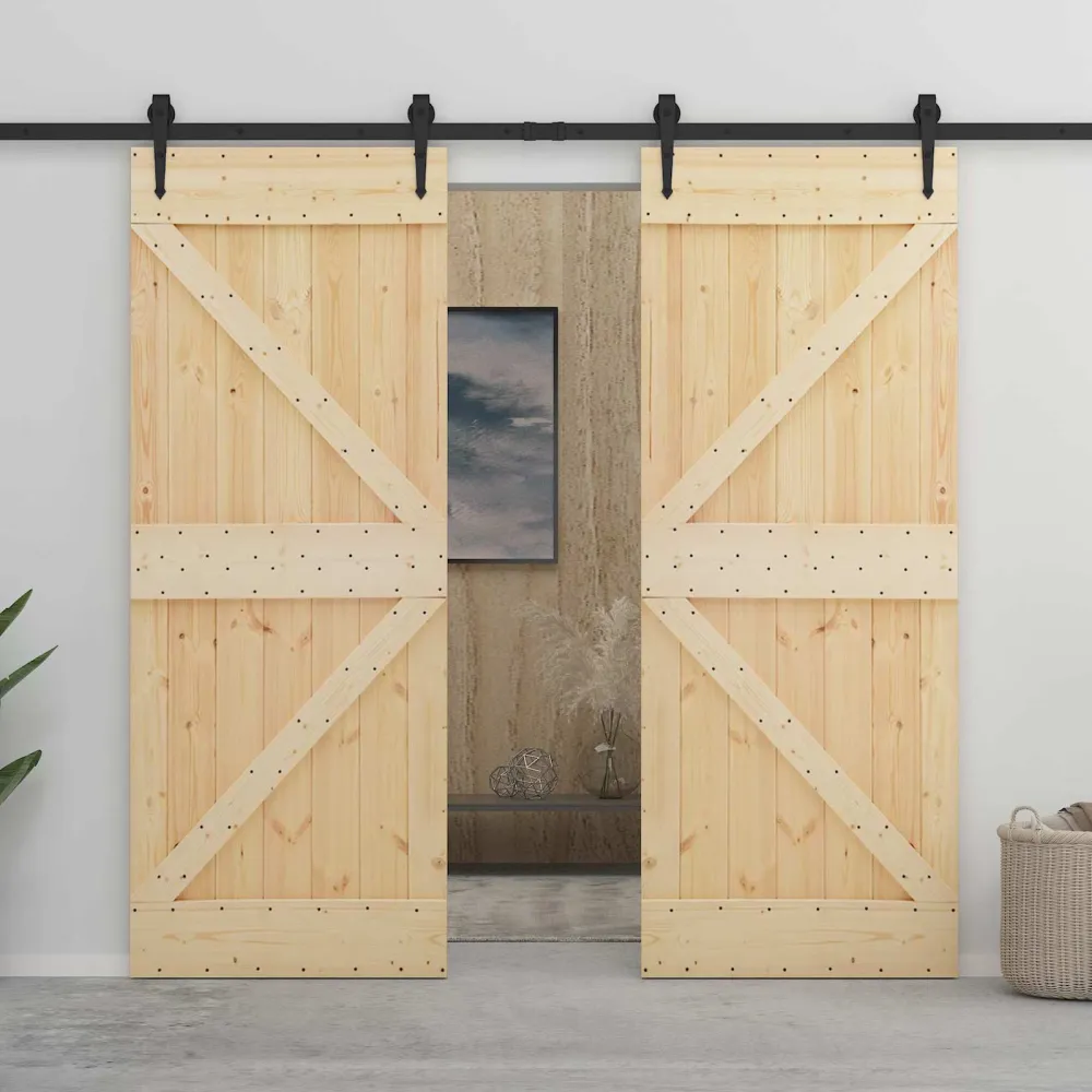vidaXL Ajtó NARVIK Természetes 90 x 210 cm Szilárd Fenyőfa