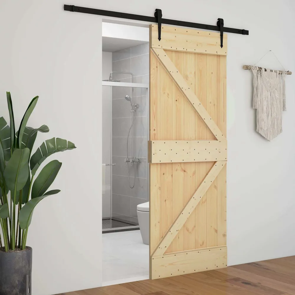 vidaXL Ajtó NARVIK Természetes 90 x 210 cm Szilárd Fenyőfa