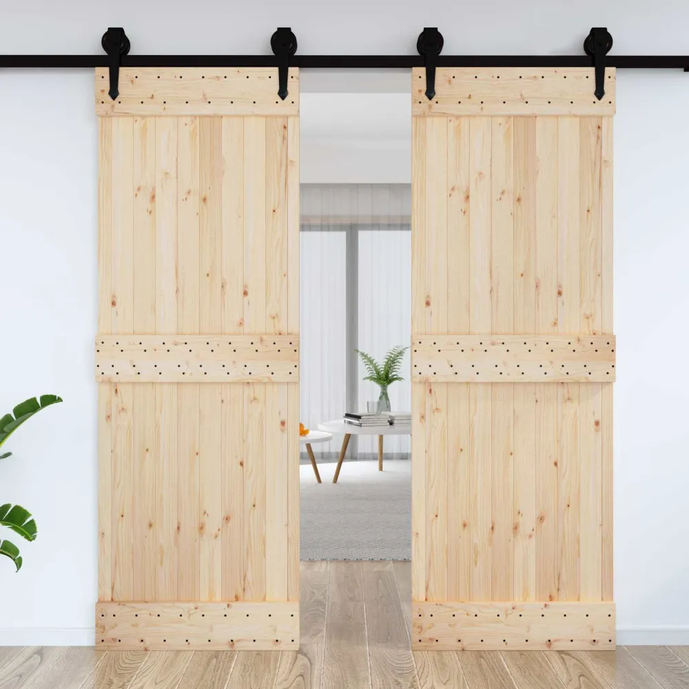 vidaXL Ajtó NARVIK Természetes 80 x 210 cm Szilárd Fenyőfa