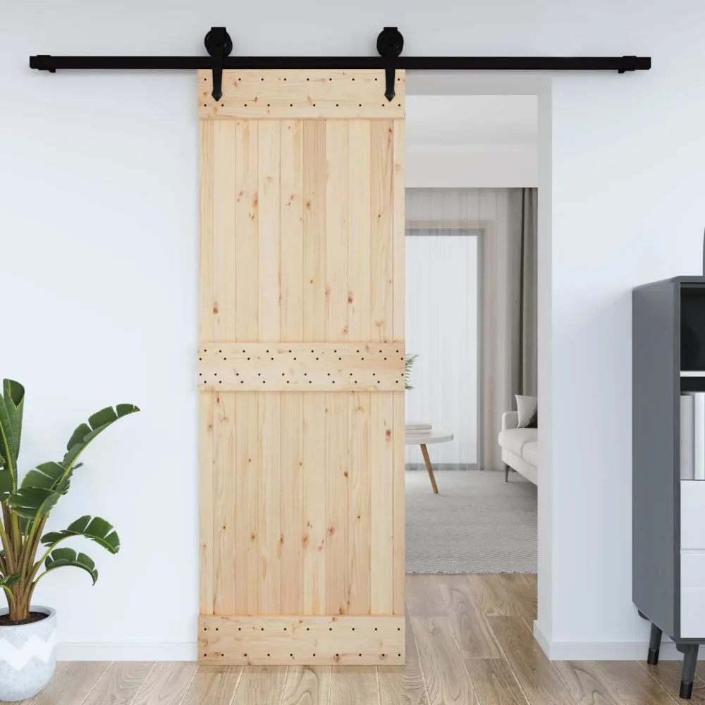 vidaXL Ajtó NARVIK Természetes 80 x 210 cm Szilárd Fenyőfa