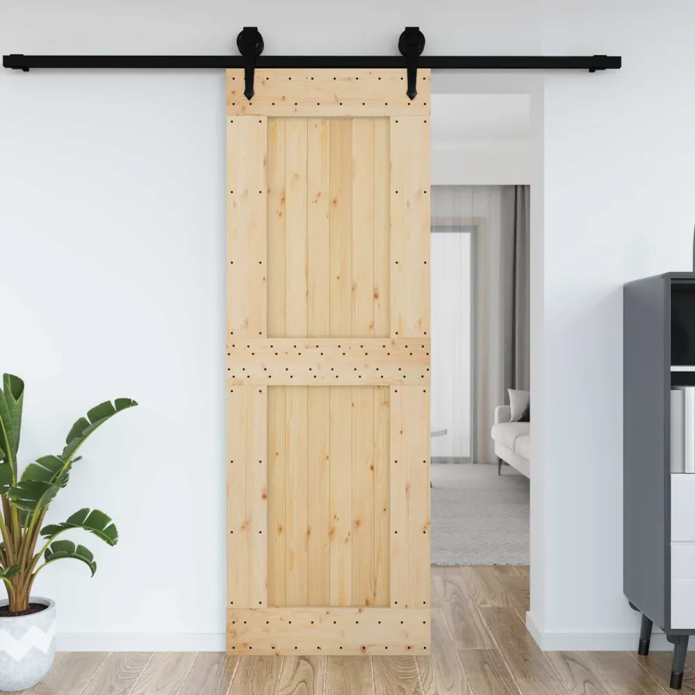 vidaXL Ajtó NARVIK Természetes 80 x 210 cm Szilárd Fenyőfa