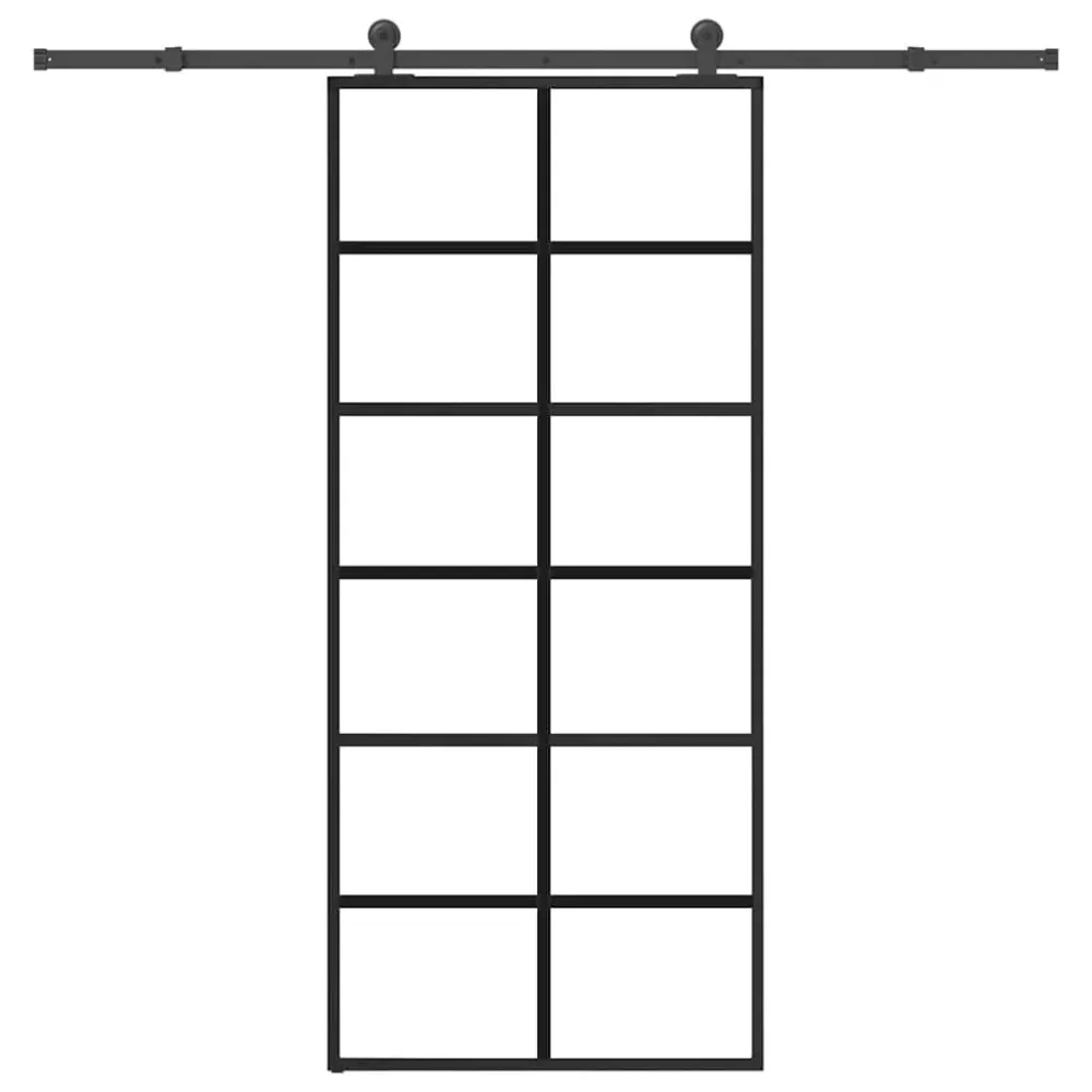 vidaXL ESG üveg és alumínium tolóajtó fémszerelvény-szettel 90x205 cm