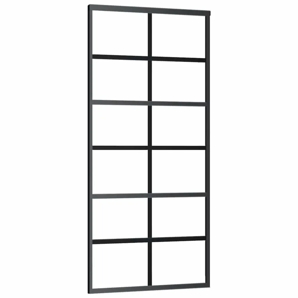 vidaXL fekete ESG üveg tolóajtó fémszerelvény-szettel 90x205 cm