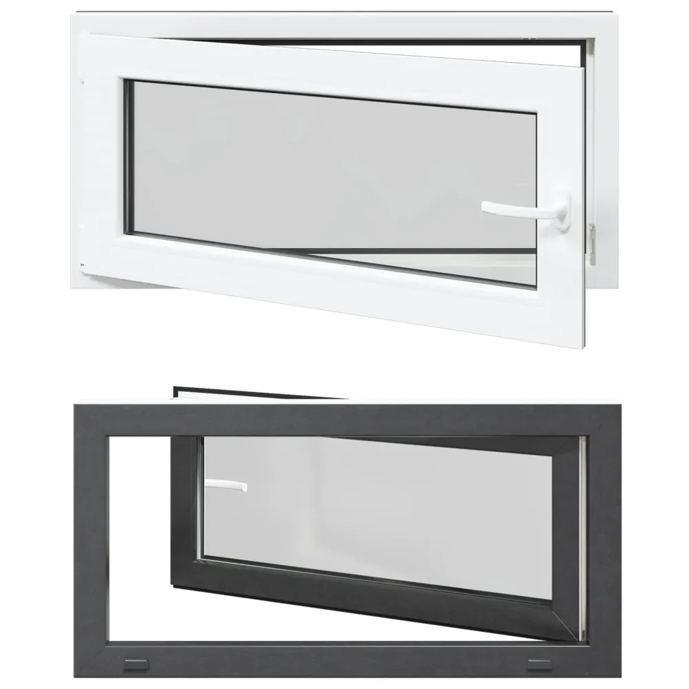 vidaXL Pinceablak RISOR 100 x 50 cm PVC és Üveg Antracitszürke