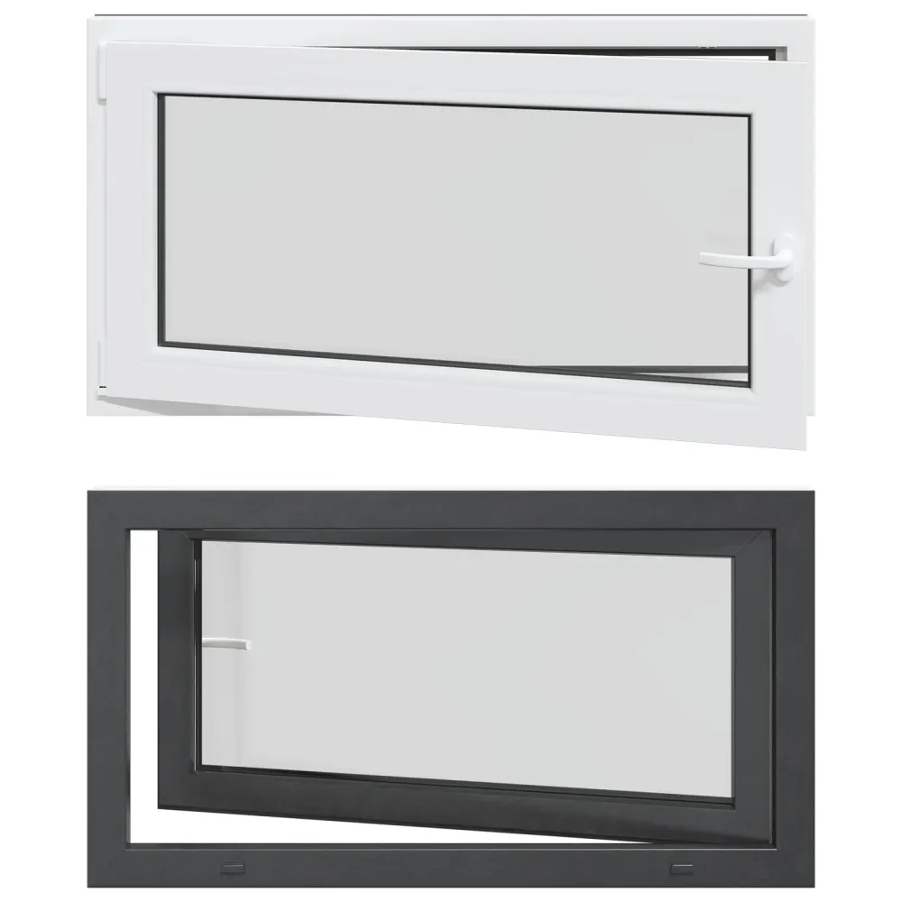 vidaXL Pinceablak RISOR 110 x 70 cm PVC és Üveg Antracitszürke
