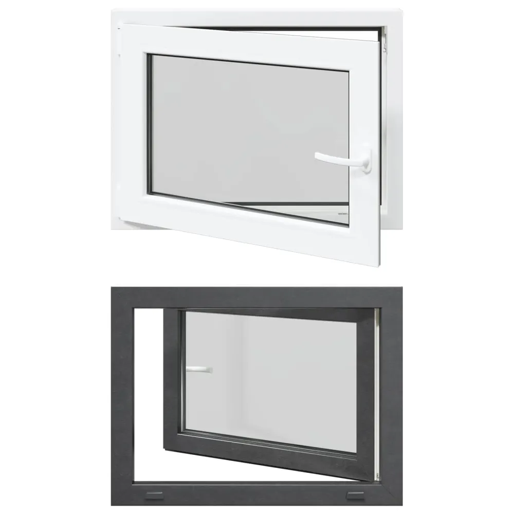 vidaXL Pinceablak RISOR 80 x 50 cm PVC és Üveg Antracitszürke
