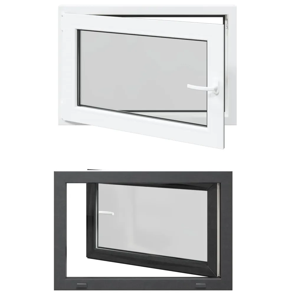 vidaXL Pinceablak RISOR 90 x 60 cm PVC és Üveg Antracitszürke