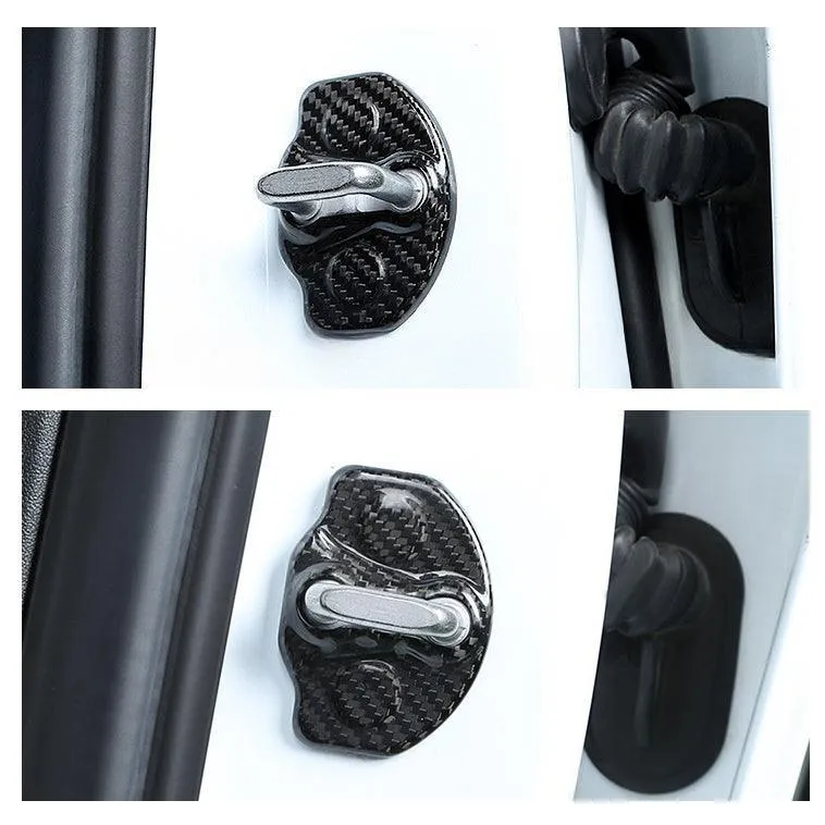 Model 3/Y [Real Carbon Fiber] Tesla Ajtóreteszzárvédő védőburkolathoz Tesla(4 db) (2017-2023)