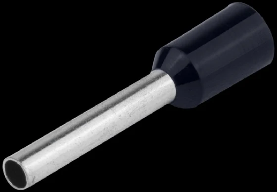 Tracon szigetelt érvéghüvely ónozott 6mm2, L=20mm Fekete E122