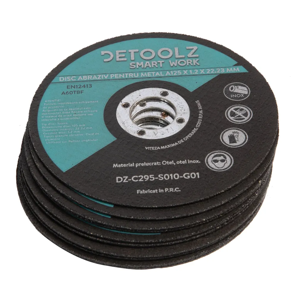 10 DB VÁGÓTÁRCSA FÉMHEZ 125 MM ÁTMÉRŐVEL DETOOLZ