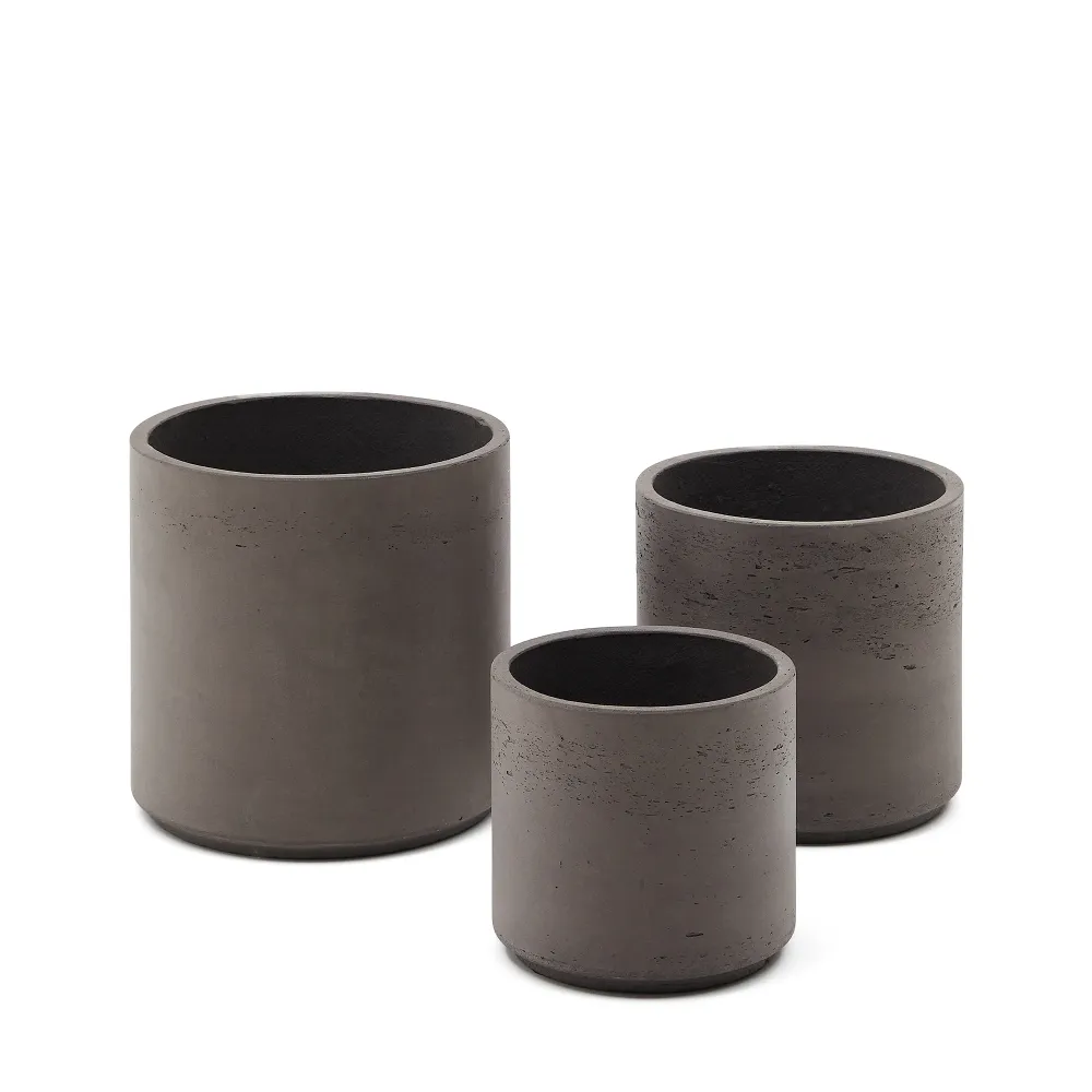 Sintina 3 db szürke cement és üveg növénycserép szett Ø 23 cm / Ø 27,5 cm / 32 cm