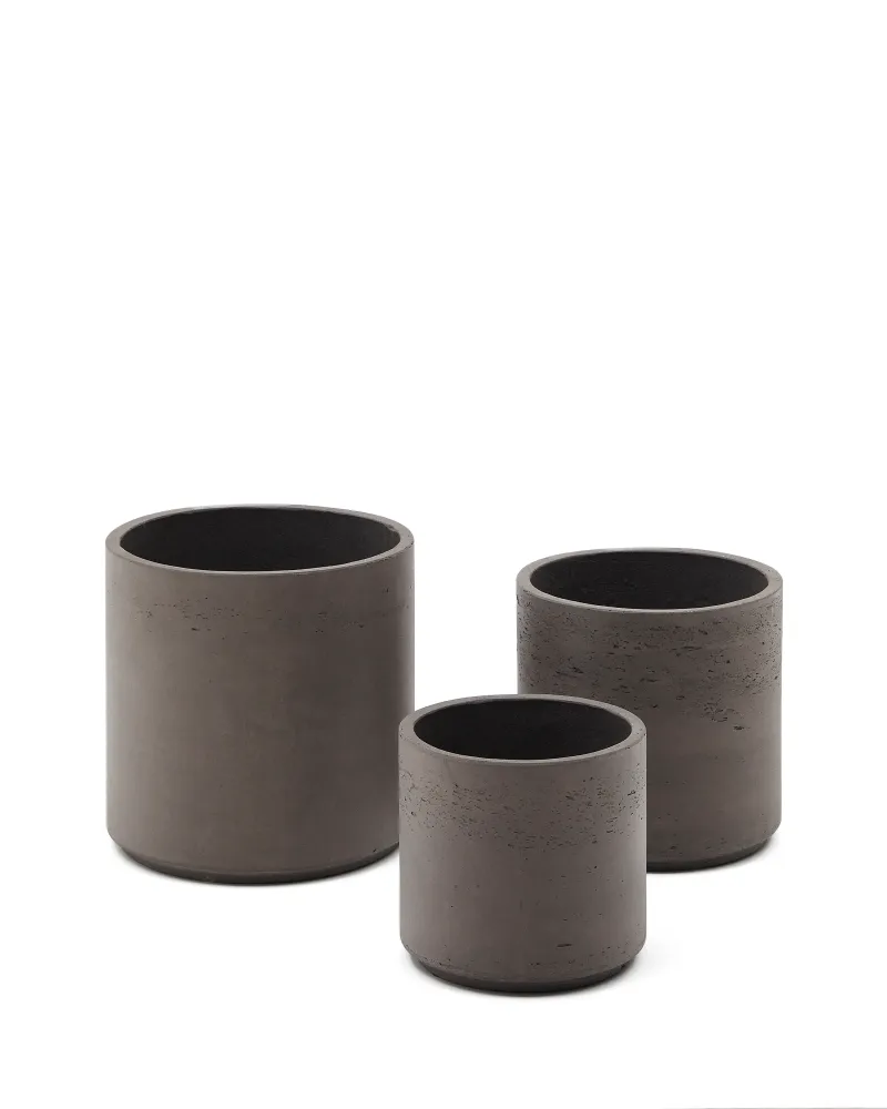 Sintina 3 db szürke cement és üveg növénycserép szett Ø 23 cm / Ø 27,5 cm / 32 cm
