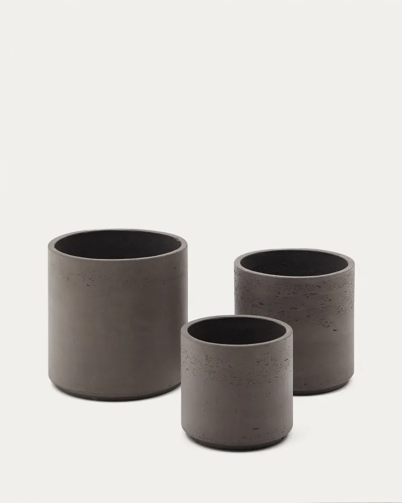 Sintina 3 db szürke cement és üveg növénycserép szett Ø 23 cm / Ø 27,5 cm / 32 cm