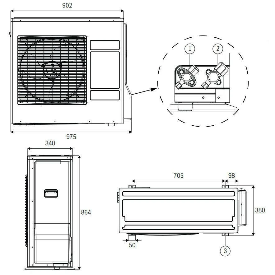 Bosch Compress 3400i AWS 6 OR-S split levegő-víz hőszivattyú egyfázisú kültéri egység (8750722681)