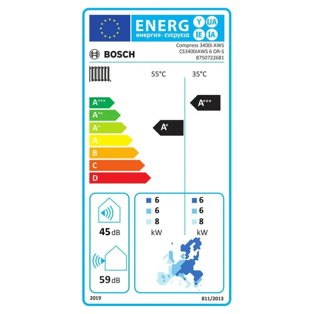 Bosch Compress 3400i AWS 6 OR-S split levegő-víz hőszivattyú egyfázisú kültéri egység (8750722681)