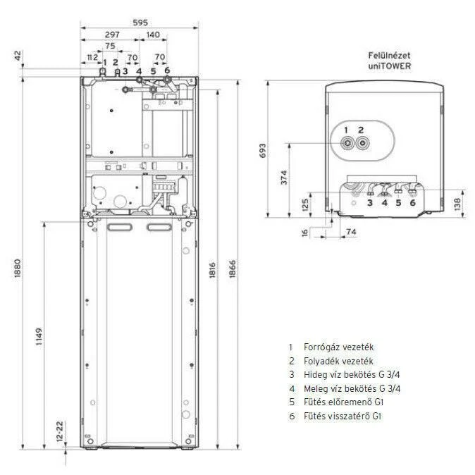 Vaillant uniTOWER Split VWL 128/5 IS (kompakt beltéri egység 10 és 12 kW-os készülékhez) 0010022092