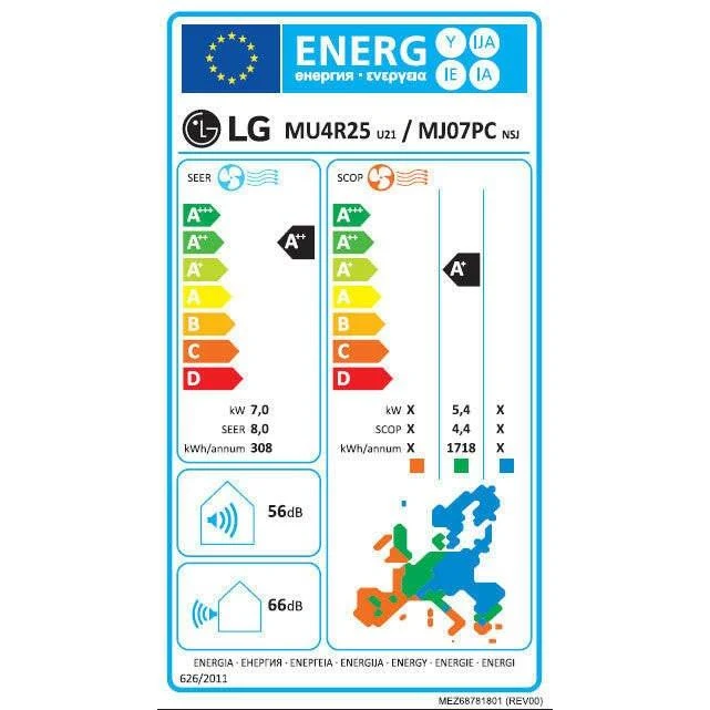 LG multi split klíma szett - kültéri: 7kW(MU4R25), beltéri: 2 x 3,5kW(PC12SK) (MU4R25-SZETT-1)