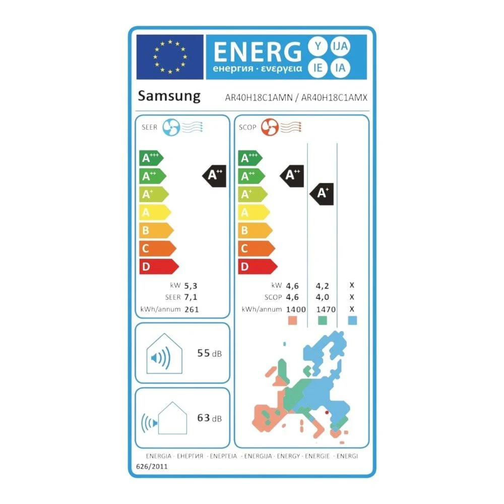Samsung AR40 mono split klíma szett 5.3 kW + Wi-Fi (AR40H18C1AMNEU+AR40H18C1AMXEU)