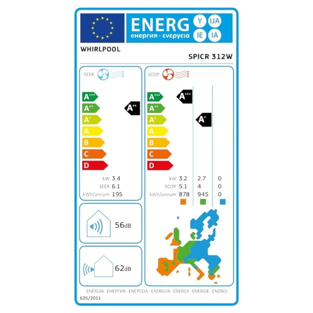 Whirlpool SPICR 312WF mono split klíma szett 3.5 kW, WIFI vezérlés (++) (WHIRLPOOL-SPICR312WF)