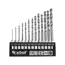 Extol fémcsigafúró klt., 13db, HSS; 1,5-6,5mm, 1/4" BIT befogás, polírozott,