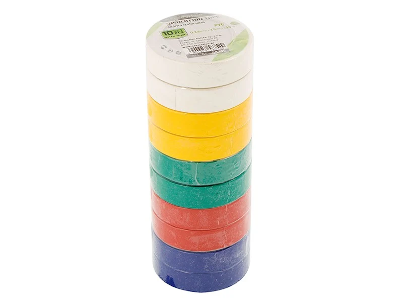 PVC szigetelőszalag 0.13mm x 15mm x 10m, 5 színben, 10 db