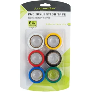 PVC szigetelőszalagok 0,13 mm x 15 mm x 5 m, színes, 6 db