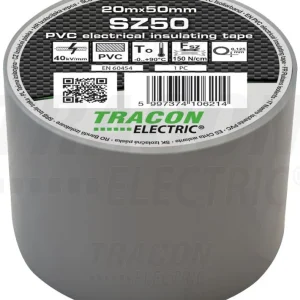 Tracon Szigetelőszalag 20m×50mm PVC 90fok.ig Szürke SZ50