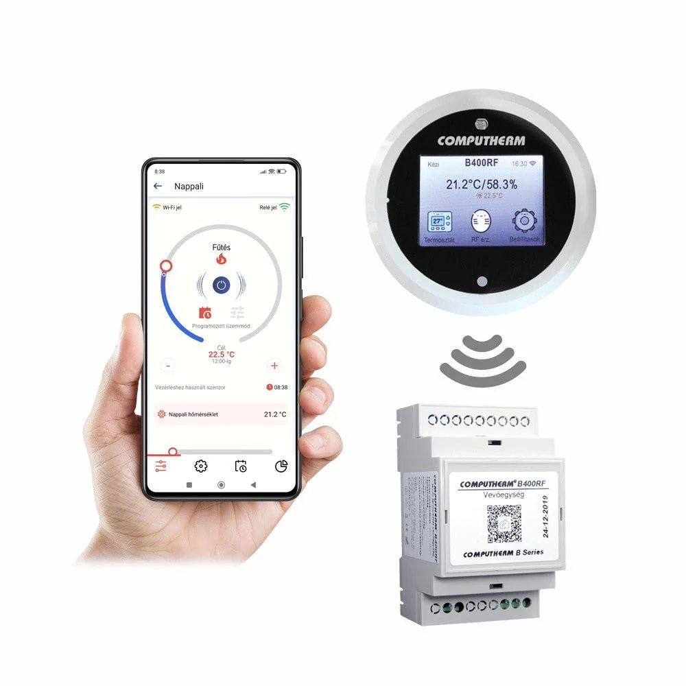 COMPUTHERM B400RF Wi-Fi szobatermosztát vezeték nélküli érintőkijelzős vezérlővel (B400RF)