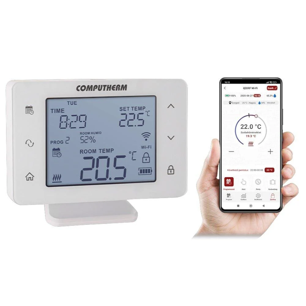 COMPUTHERM Q12RF állítómű + Q20RF Wi-Fi (TX) termosztát (párban) (Q12RF + Q20RF Wi-Fi (TX))