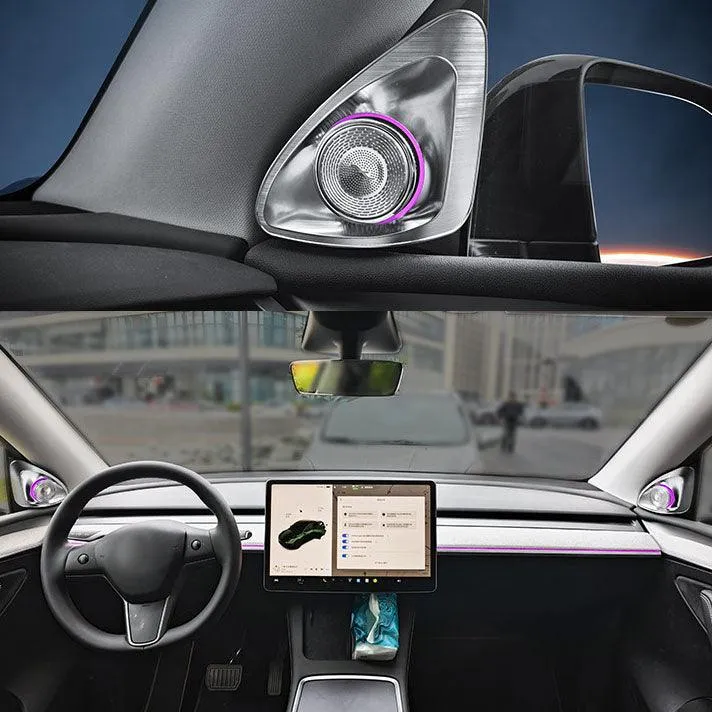 Tesla Model 3/Y 4D forgó LED-es első ajtó hangszóró kürt funkcióval és fokozott láthatósággal