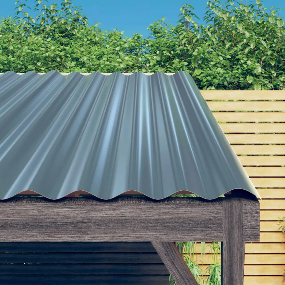 vidaXL 12 db szürke horganyzott acél tetőpanel 100 x 36 cm