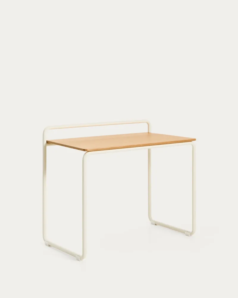 Tinn hamuzdafa juhar furnér íróasztal bézs fém szerkezettel, 82 x 45 cm