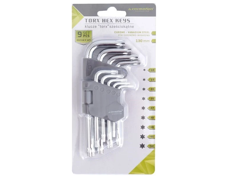 Torx hatlapos kulcsok 130mm, T10-T50, 9 db