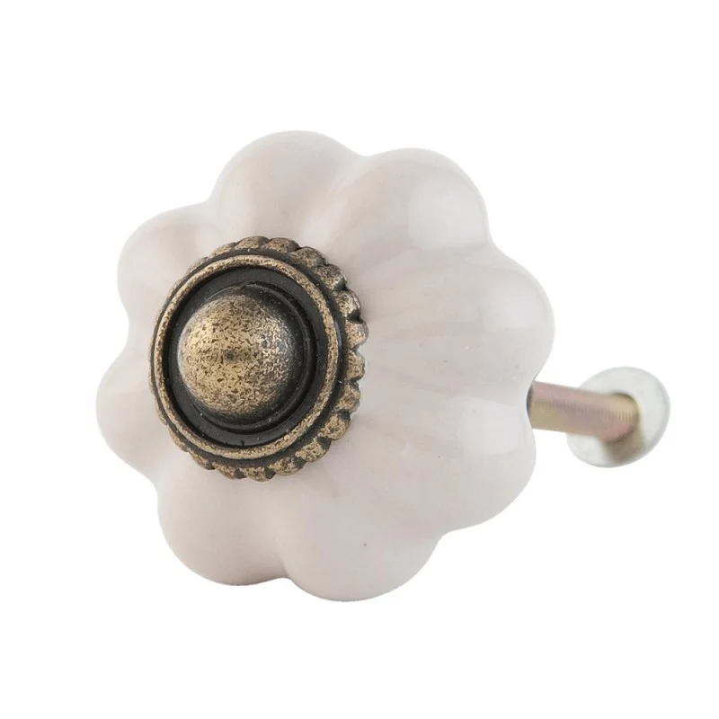 Ajtófogantyú kerámia 3 cm,bordázott, beige