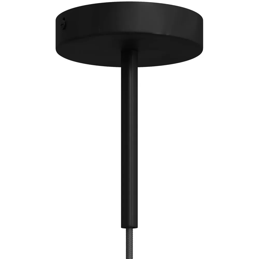Hengeres fém kábelrögzítő, 15 cm hosszú, menetes szárral, anyával és alátéttel - Fekete