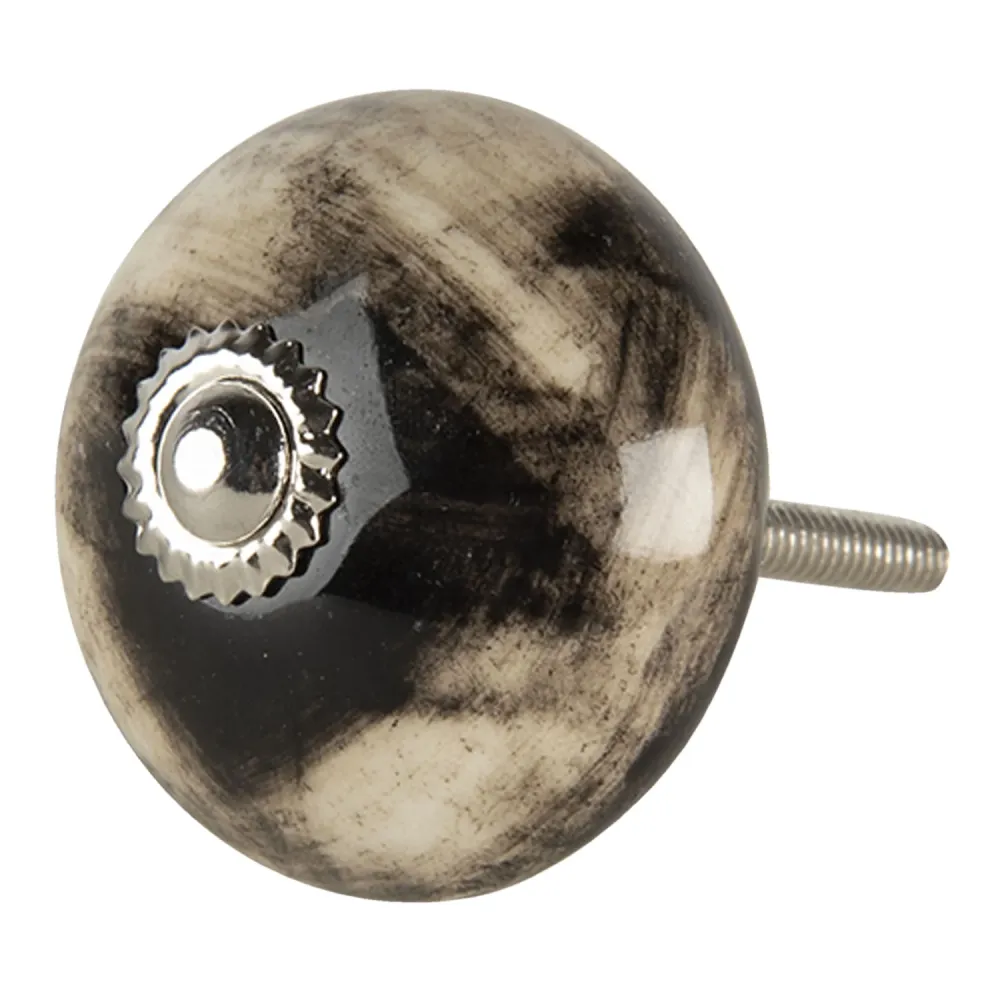 Kerámia vintage ajtó fogantyú márványmintás fekete