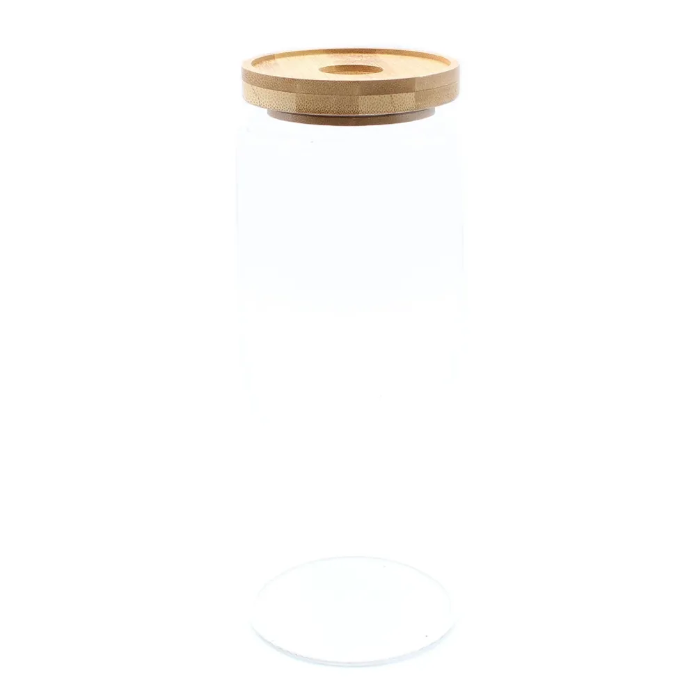 Üveg tárolóedény 1200ml bambusz 20cm