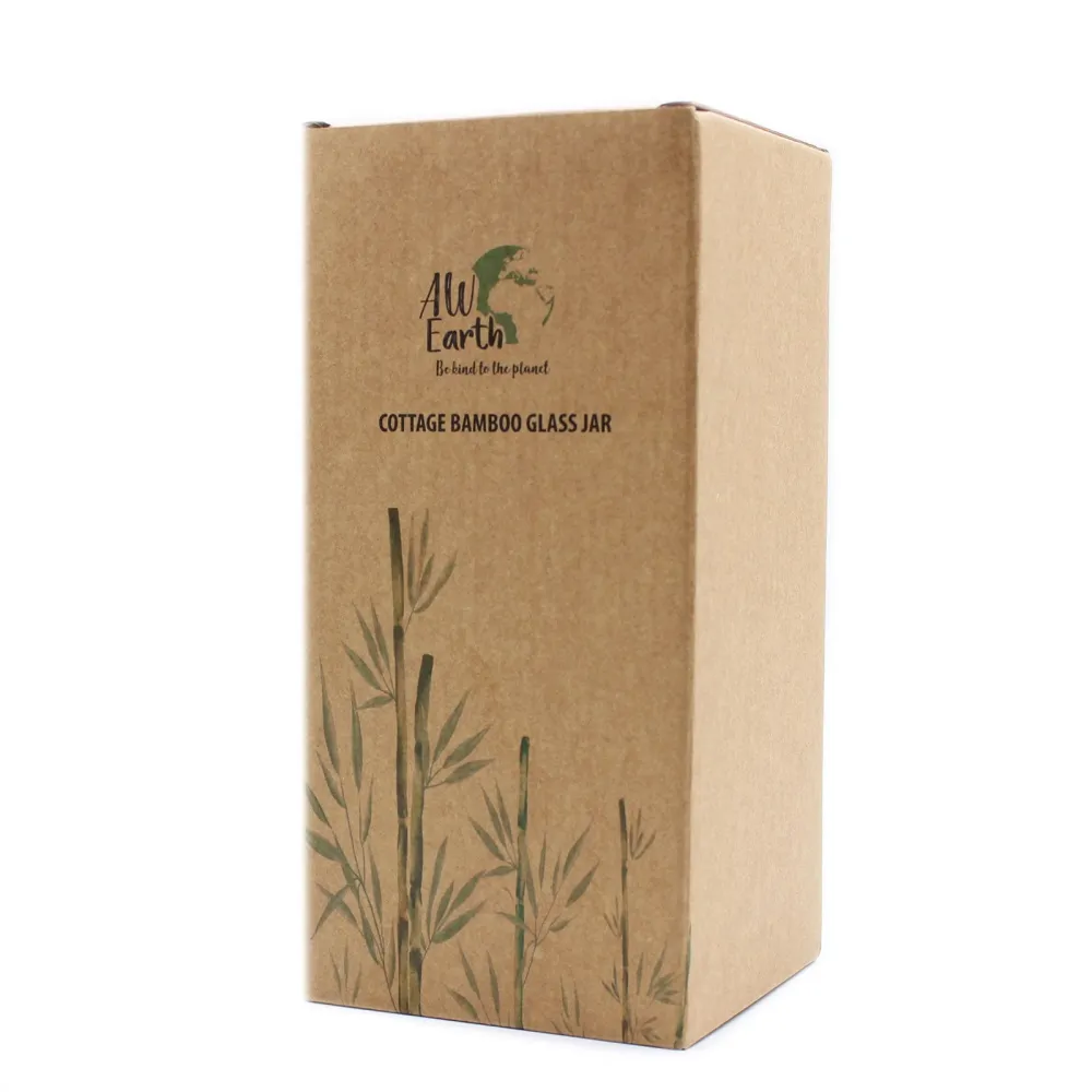 Üveg tárolóedény 1200ml bambusz 20cm