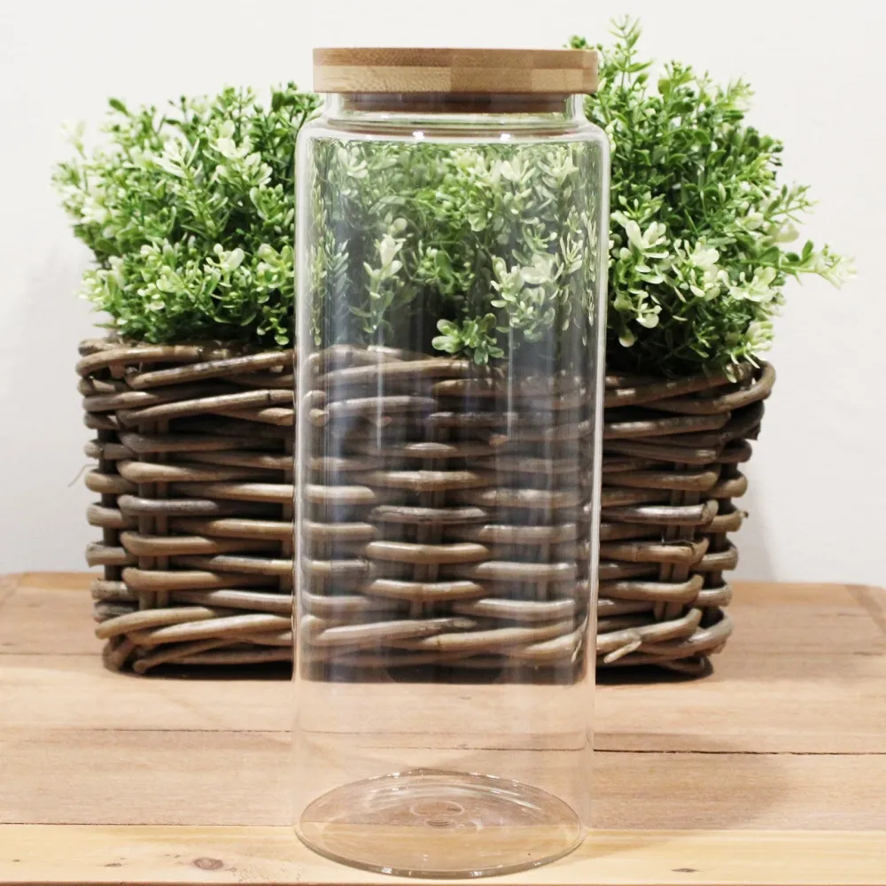 Üveg tárolóedény bambusz fedővel, 1500ml