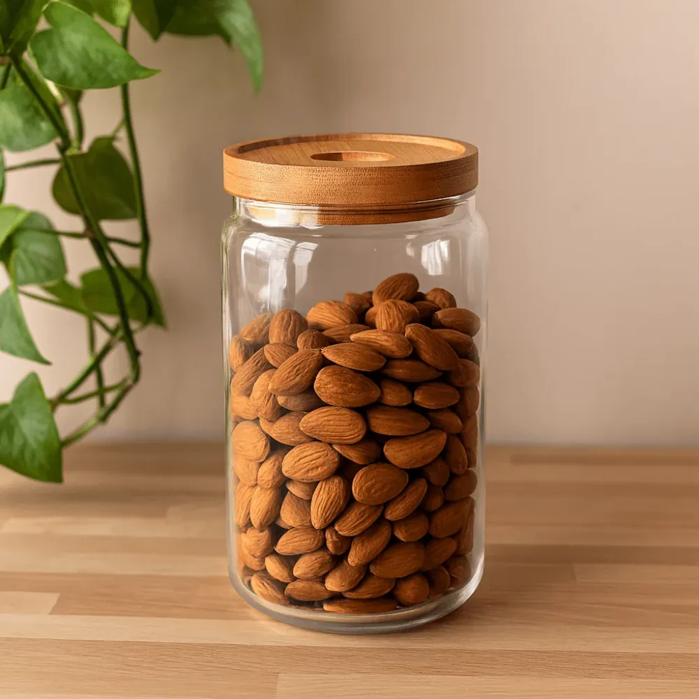Üveg üveg bambusz 850ml 15cm