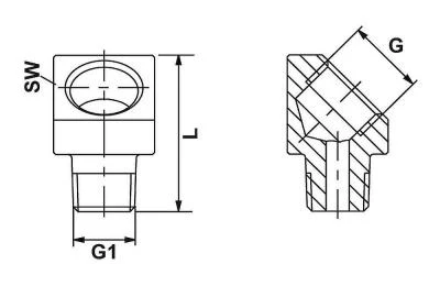 Adapter 45° Rp 1/8 BSP - R 1/8 BSP tap